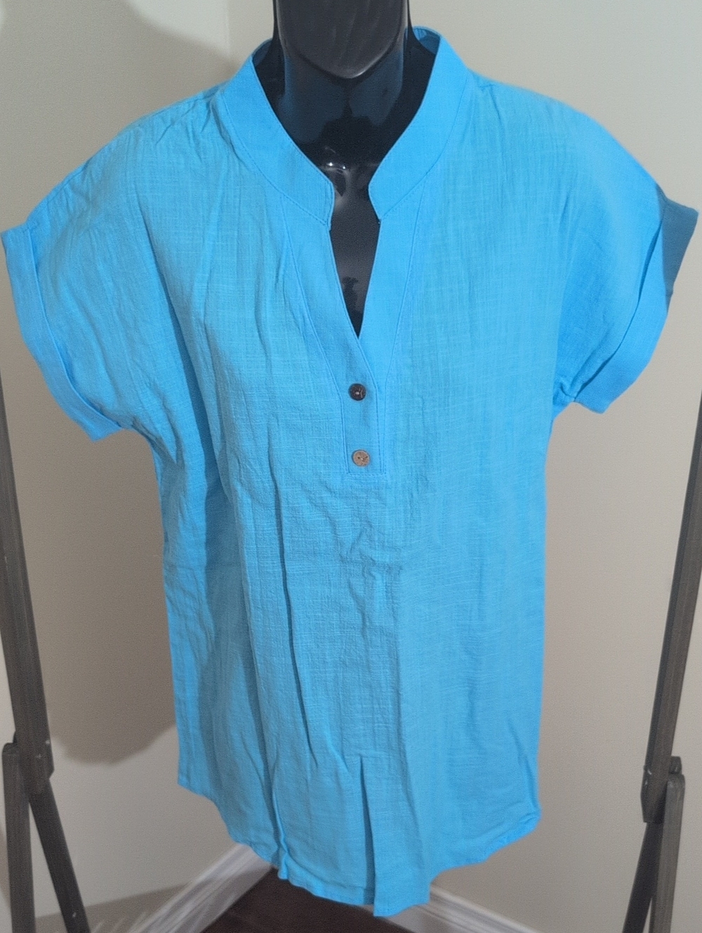 Light Blue Short Sleeve Tunic Shirt
